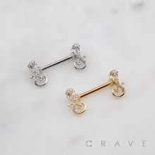 MULTI CZ LIZARD GECKO 316L SURGICAL STEEL NIPPLE RING